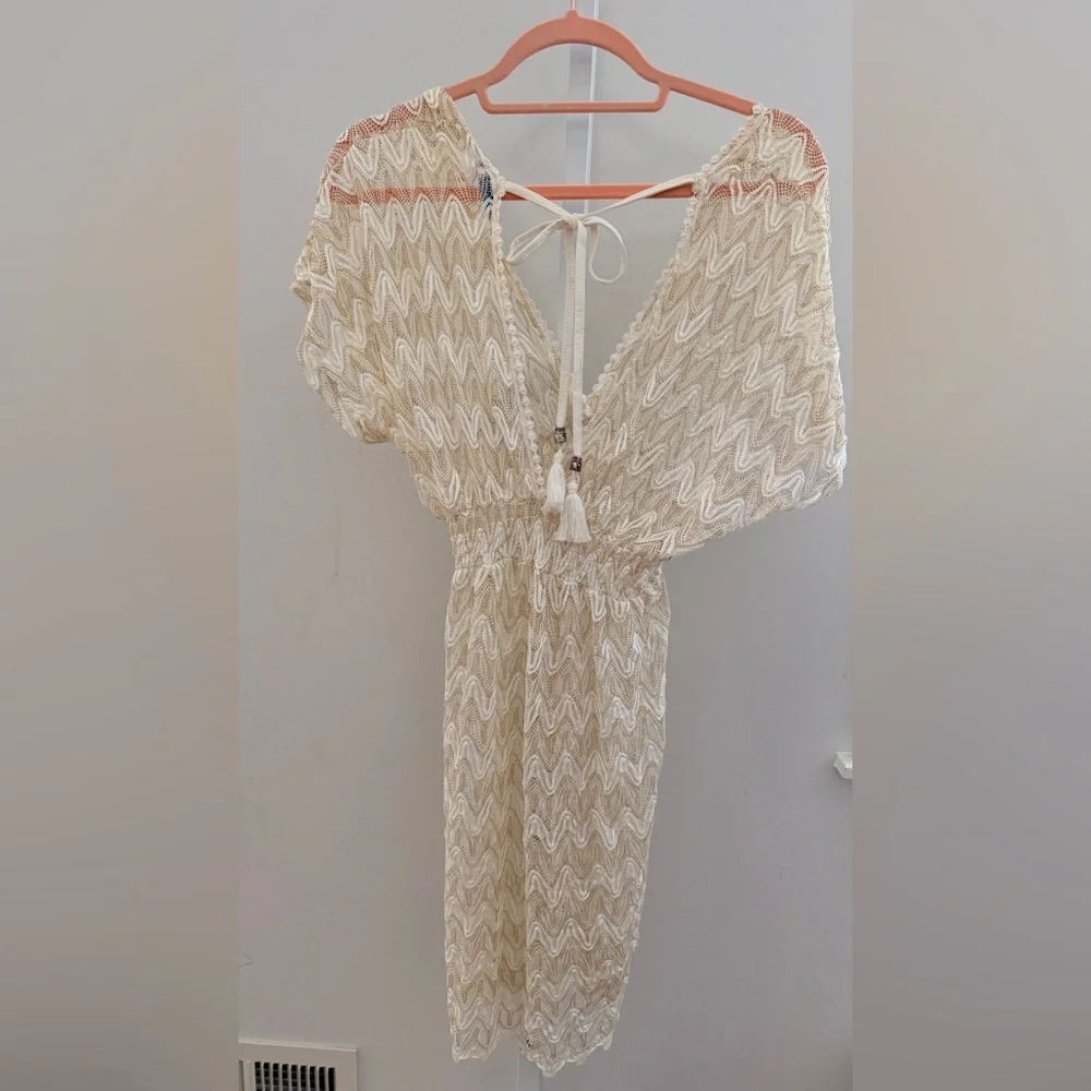 BLUE ISLAND BEACH Cream Zigzag Pattern Dress size M - Picture 3 of 7